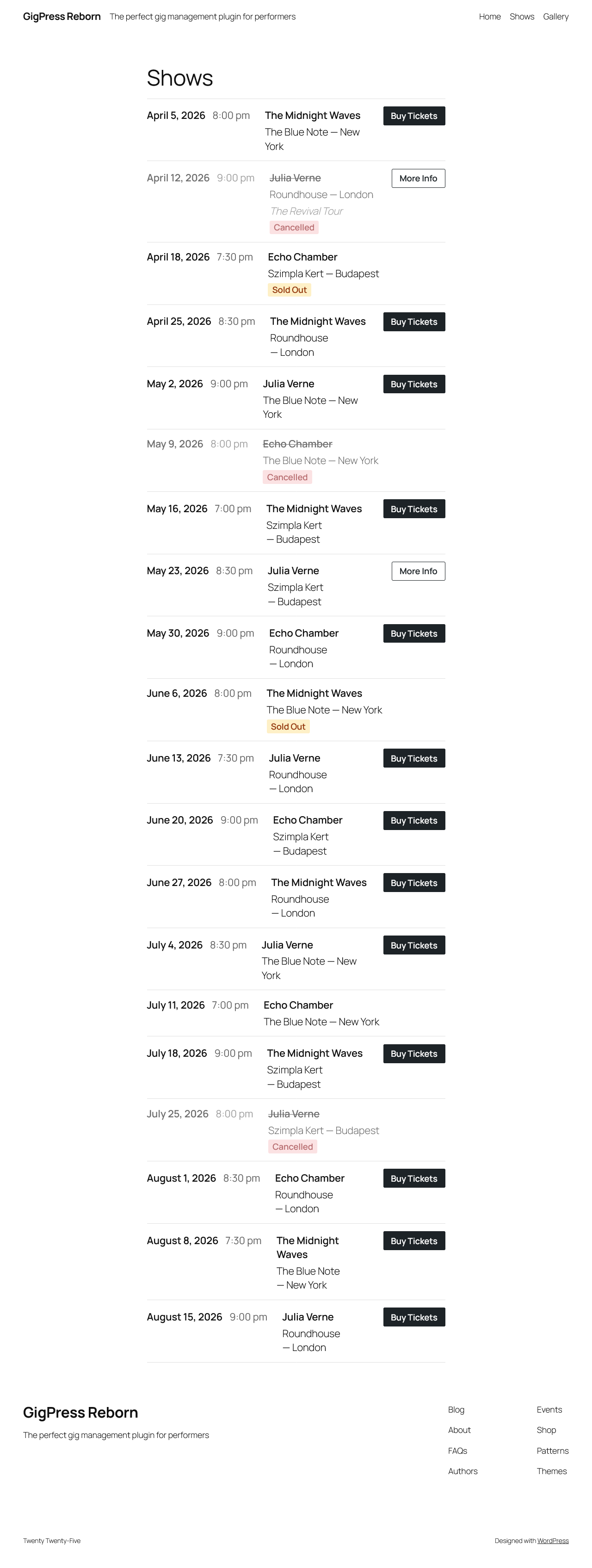 Front-end display using the list template.