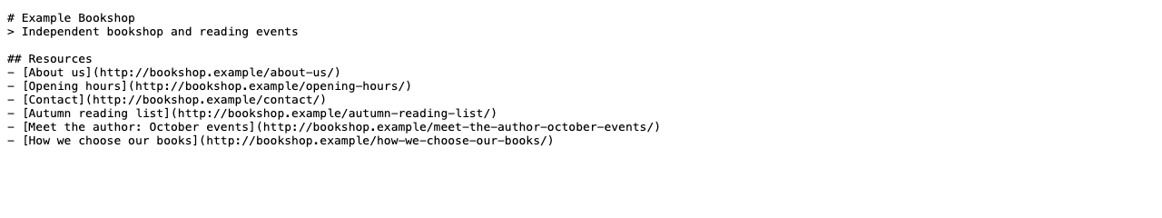 A generated llms.txt.
