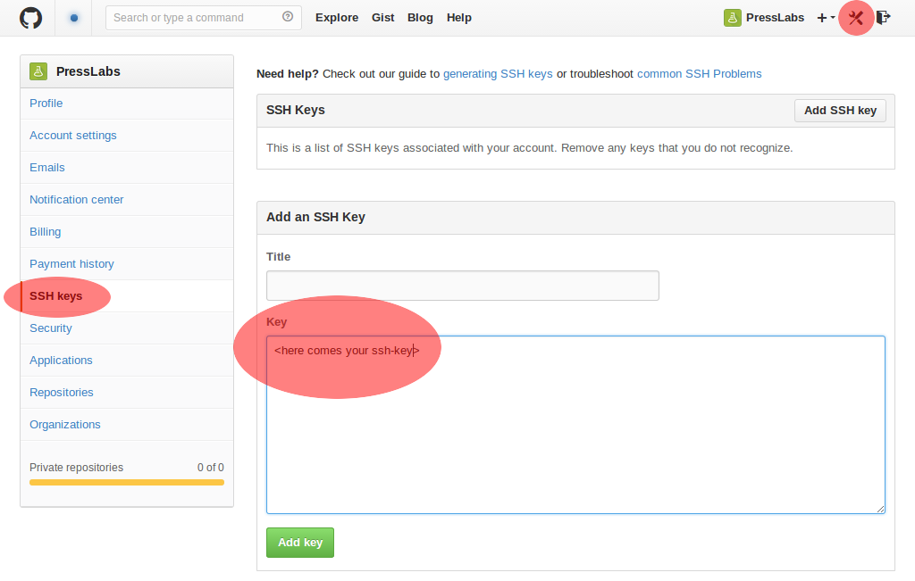 Setup step 2: Set SSH Key (Github)