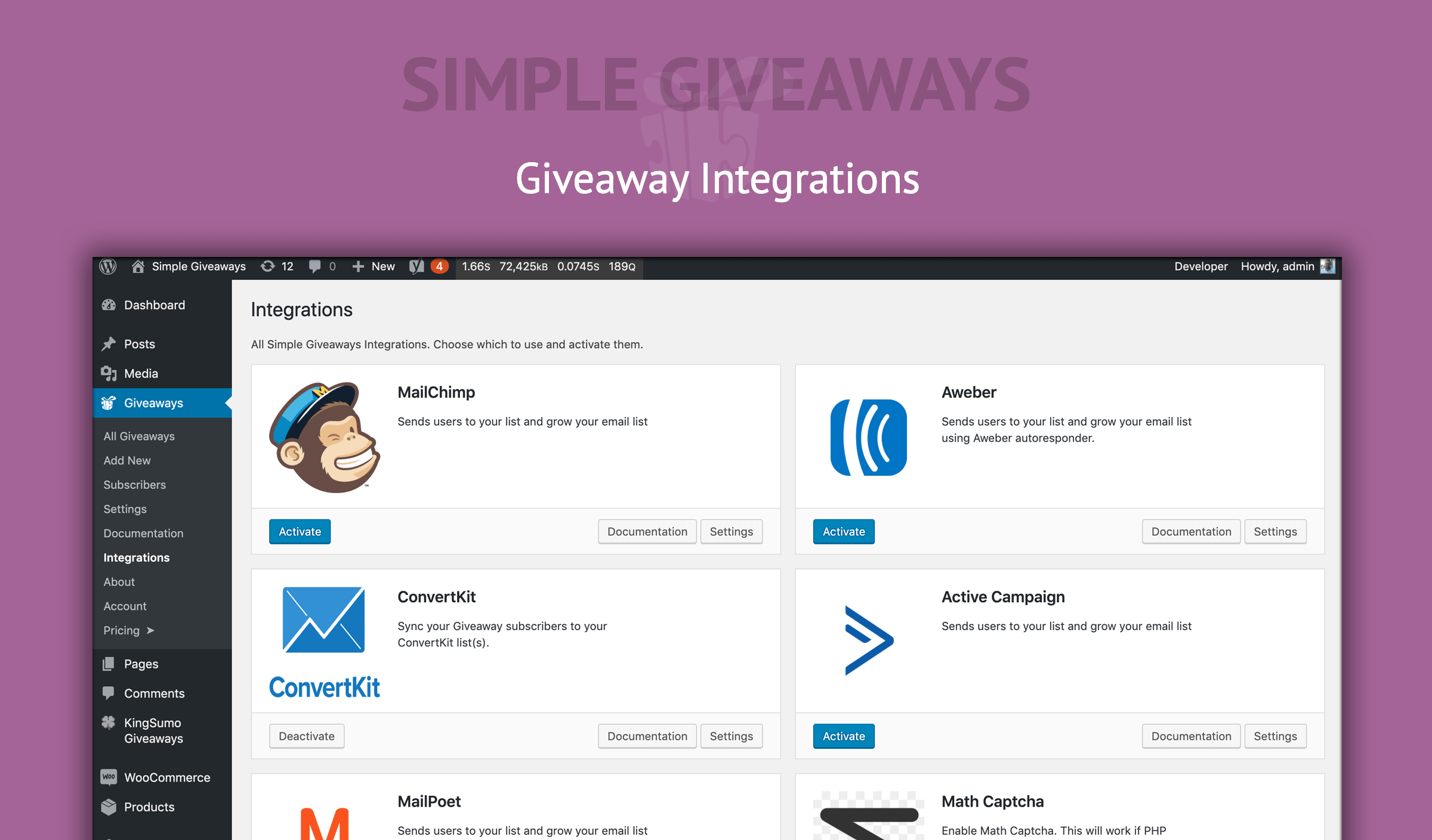 Simple Giveaways – Grow your business, email lists and traffic with  contests – WordPress plugin