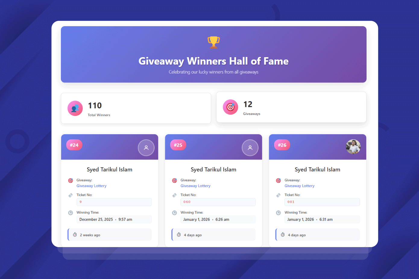 All Winner List Template One