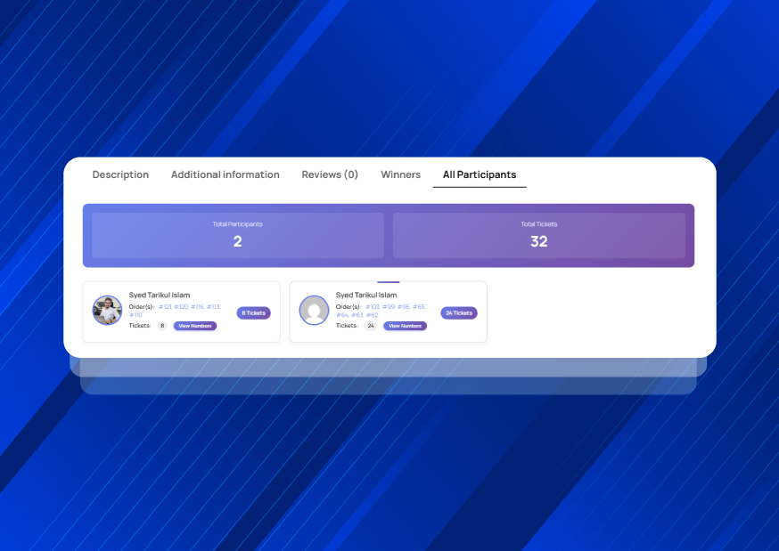 Participant List on single product page