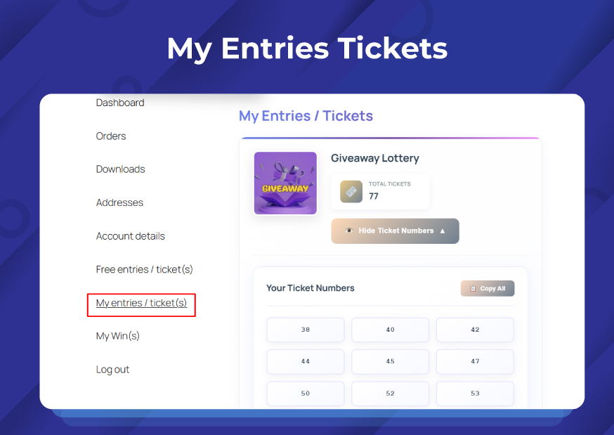 My All Entries Tab