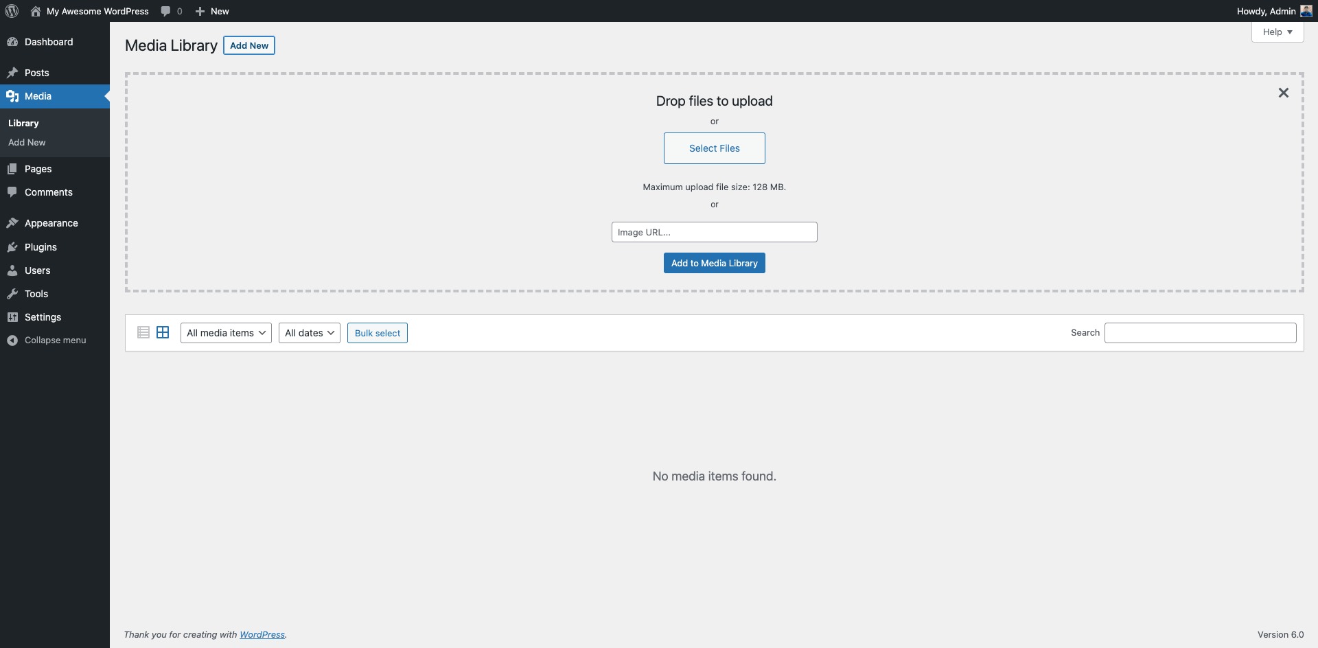 Media Library Page.