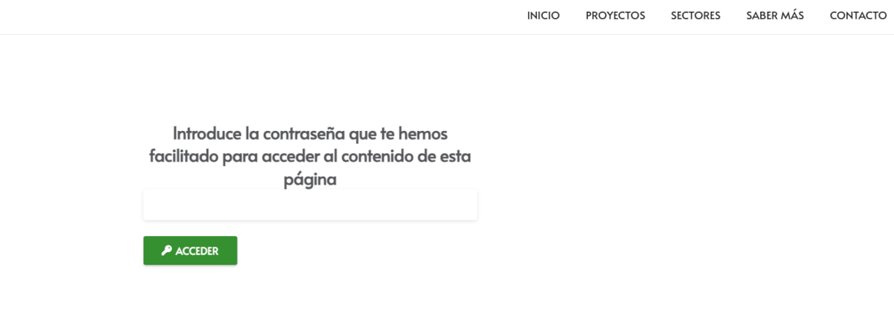 Password form on the front-end, with a custom icon and custom colours applied via the settings panel.