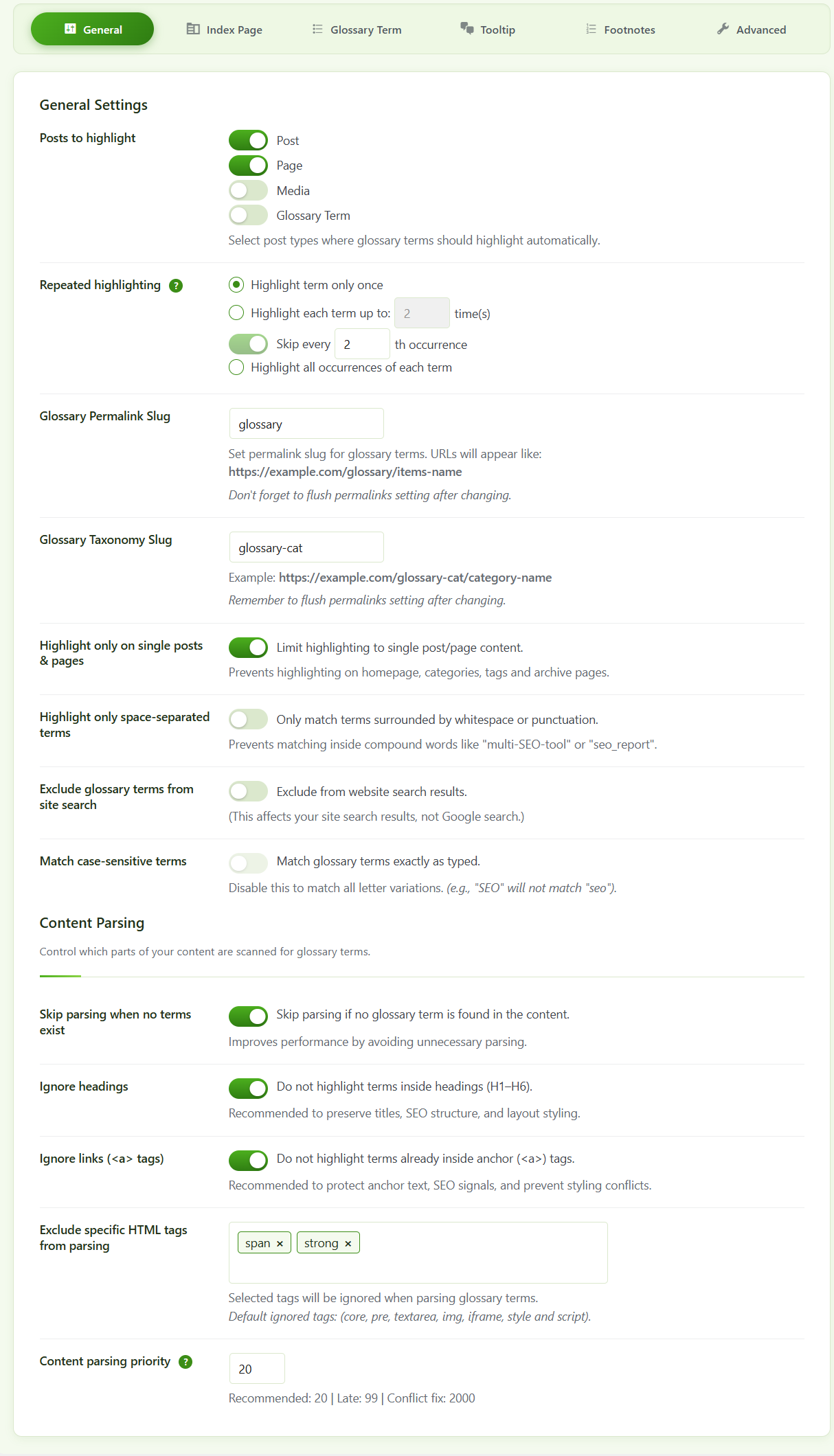 Organized settings with clear, easy-to-navigate sections.