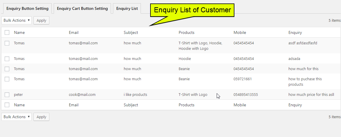 Product Enquiry for WooCommerce