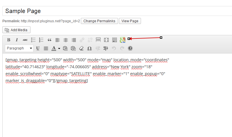 Shortcode button on editor