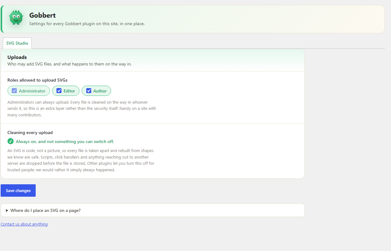 Upload settings.