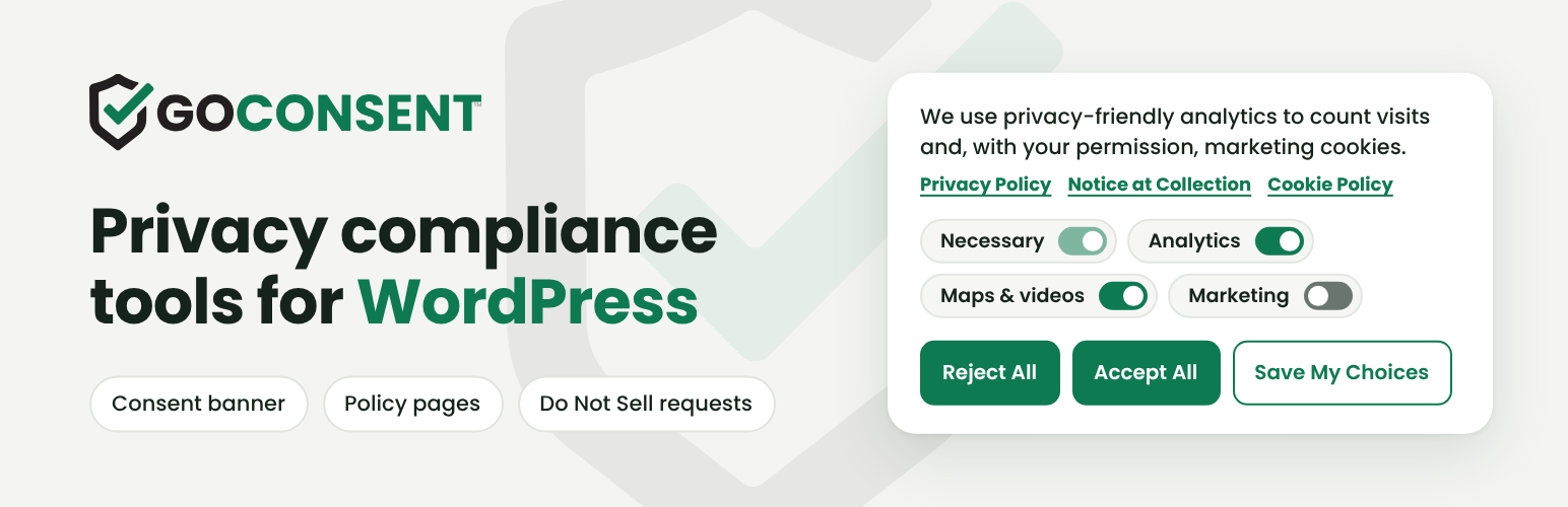 WordPress 外掛 GoConsent™ – Cookie Consent Banner & Privacy Tools 的封面圖片