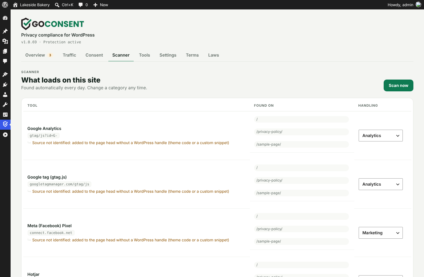 Scanner: every tracker, pixel and embed on your site, and what adds it.