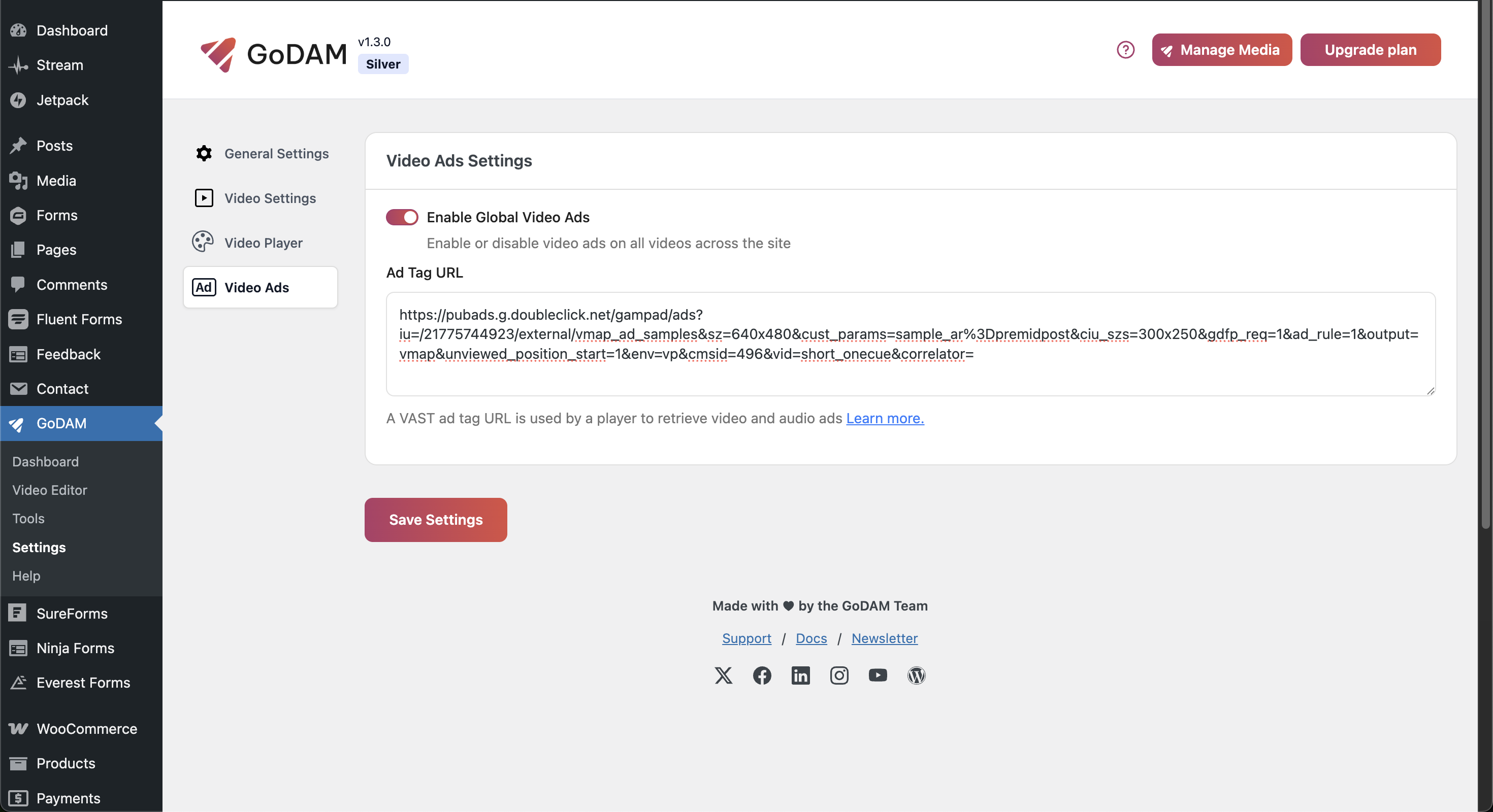 Global Ads Settings