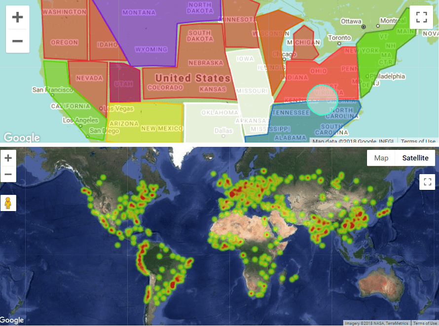 <p>Maps with figures and heatmap layer.</p>