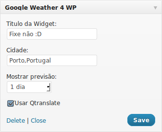 Widget options