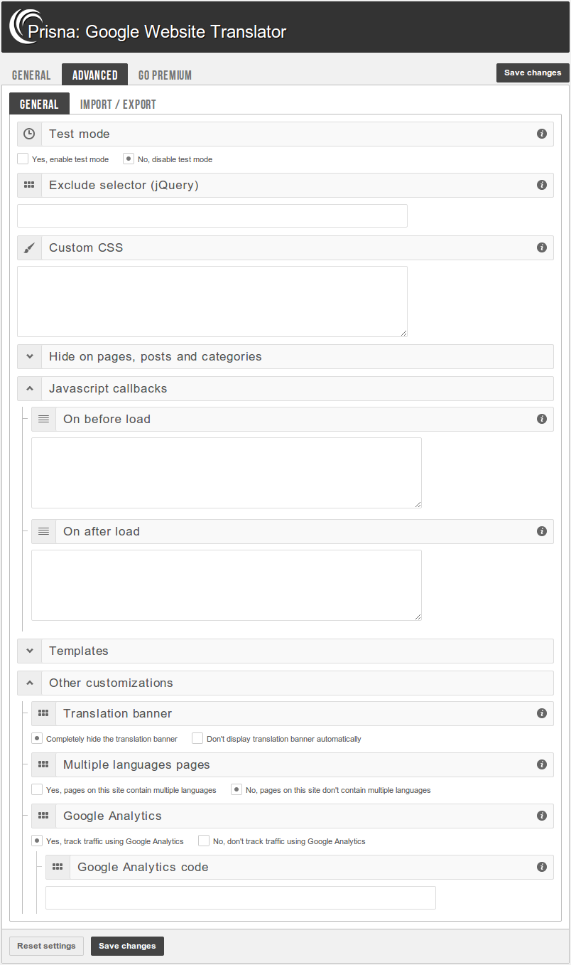 Advanced admin panel.