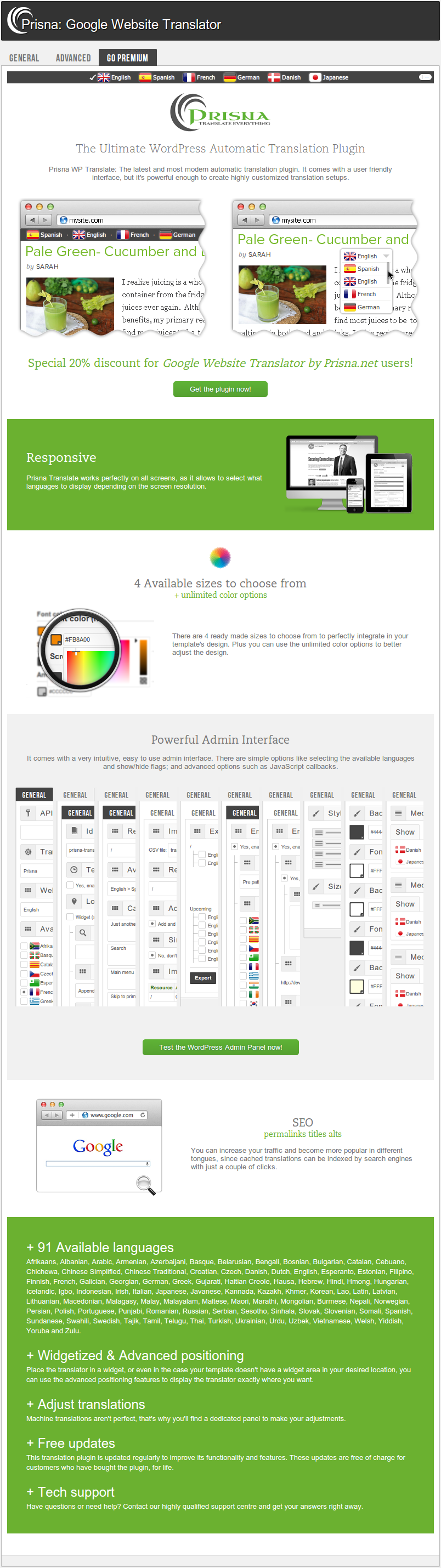 Prisna GWT – Google Website Translator – WordPress plugin