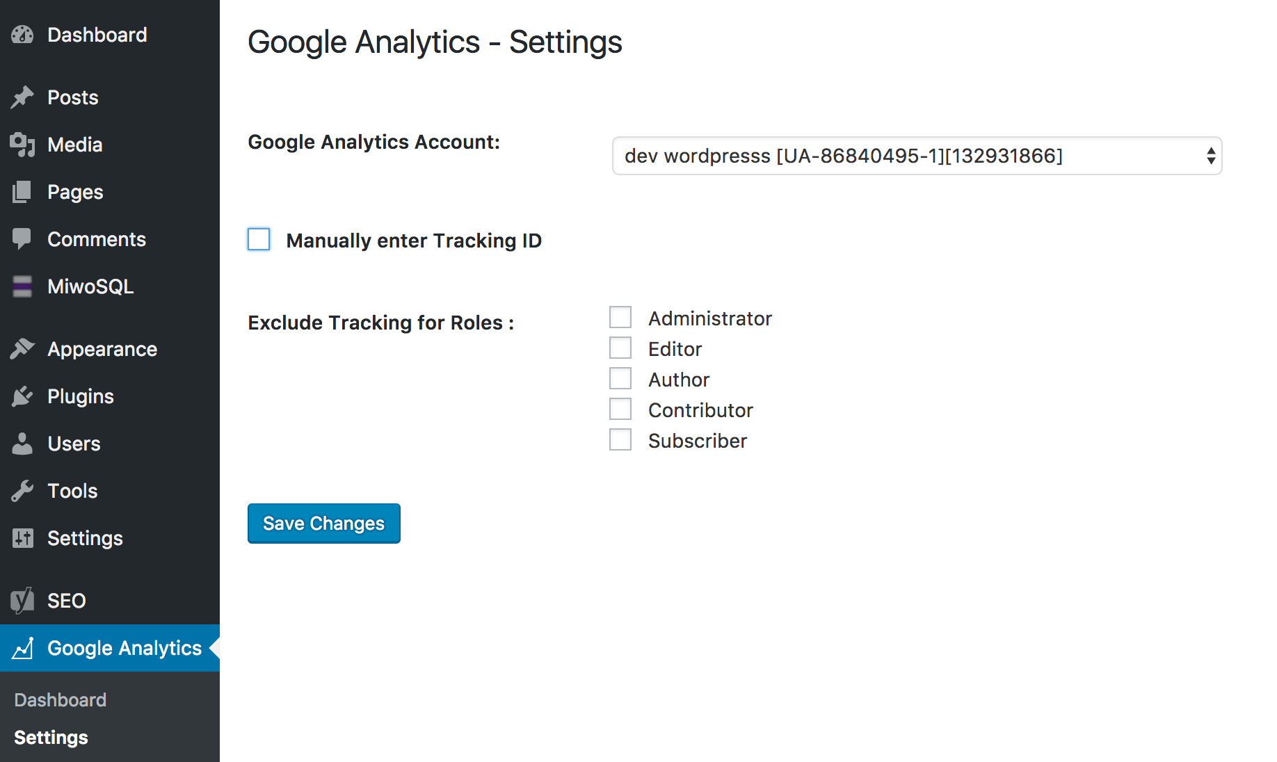 Directly authenticate Google Analytics, and exclude sets of logged in users