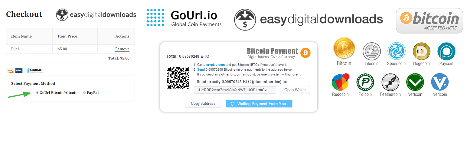 GoUrl Easy Digital Downloads (EDD) – Bitcoin Altcoin Payment Gateway