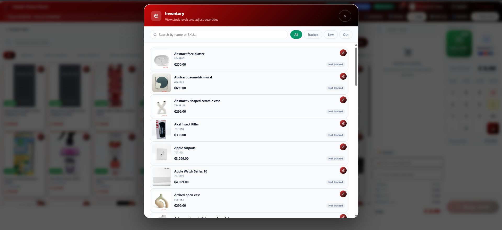 Account security settings, including password and PIN