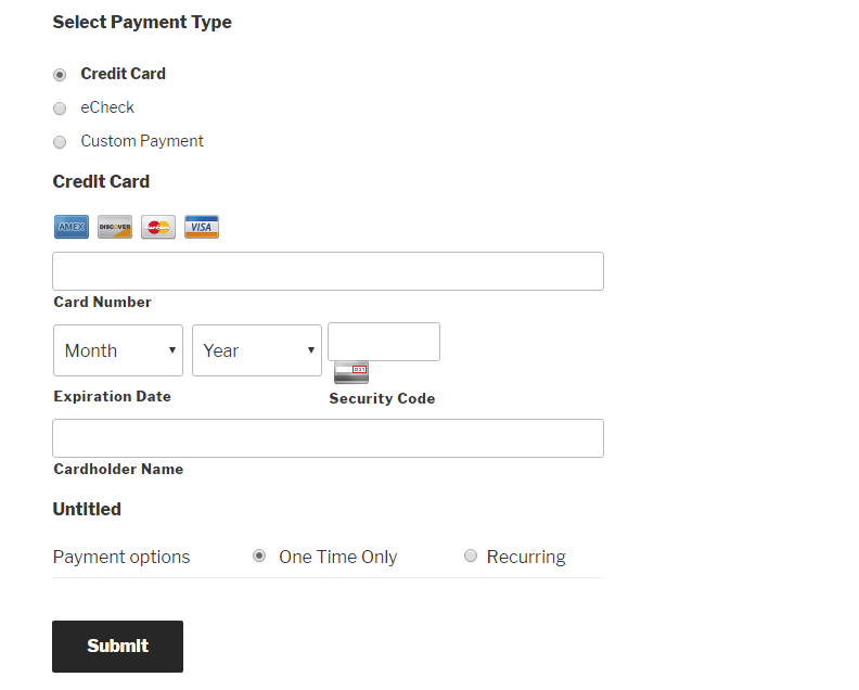 Form display in front end