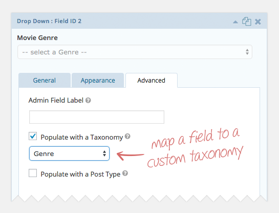 Setting: Mapping a field to a custom taxonomy
