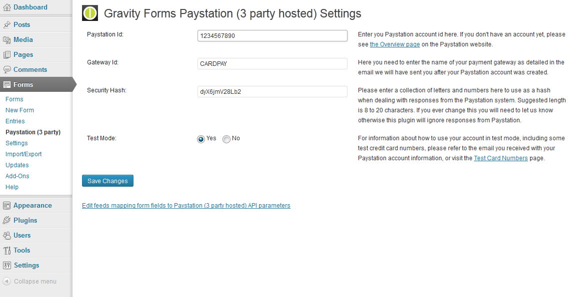 Paystation (3 Party Hosted) for Gravity forms