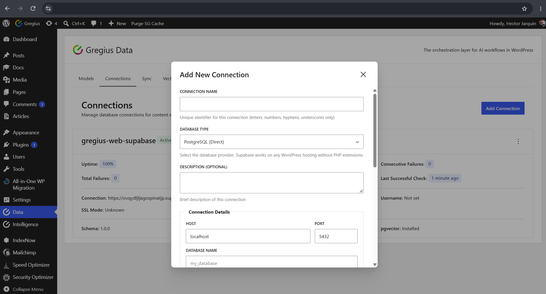 Connect with PDO, or use Supabase over REST where no PHP extensions are available.