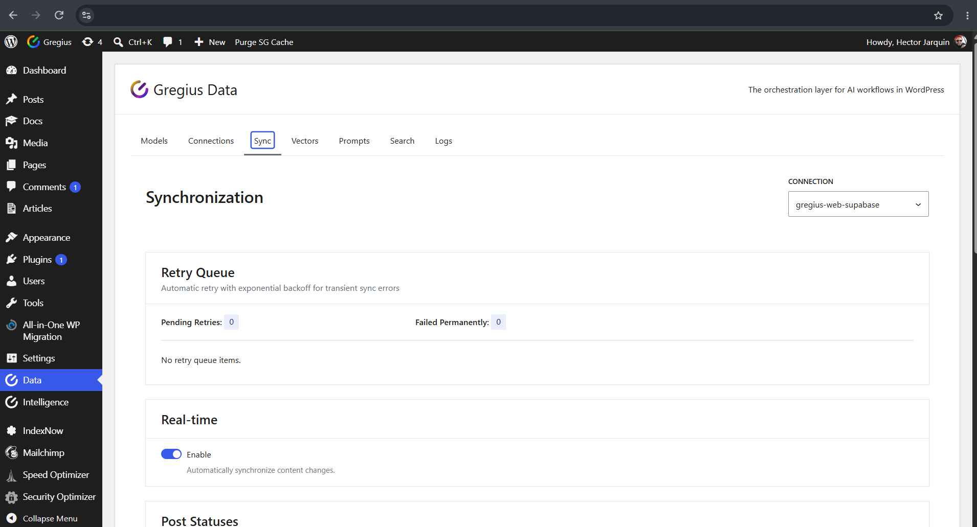 Control the sync lifecycle: retry queue, real-time updates and post statuses.