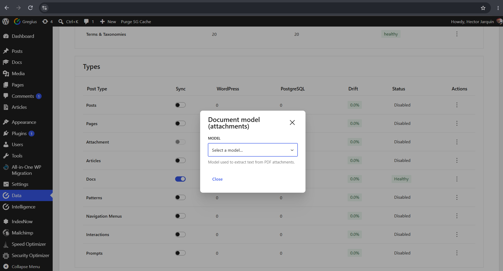 Point attachments at a vision-capable model to extract text from PDFs before sync.