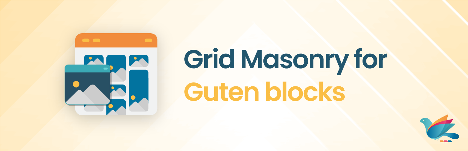 WordPress 外掛 Grid Masonry for Guten blocks 的封面圖片。