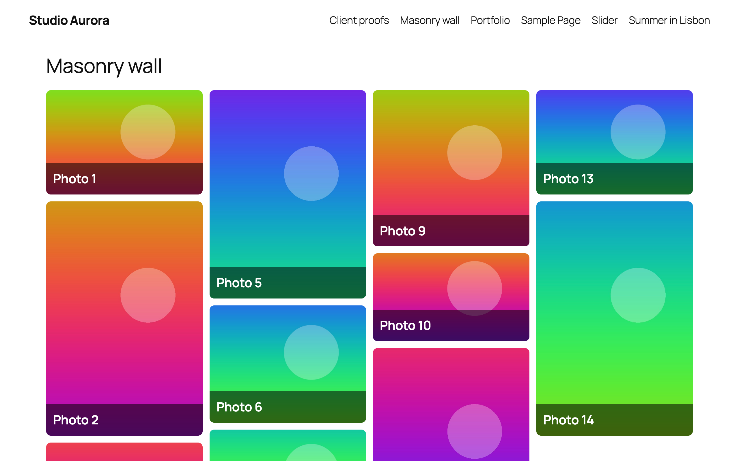 Masonry layout with captions over the images.