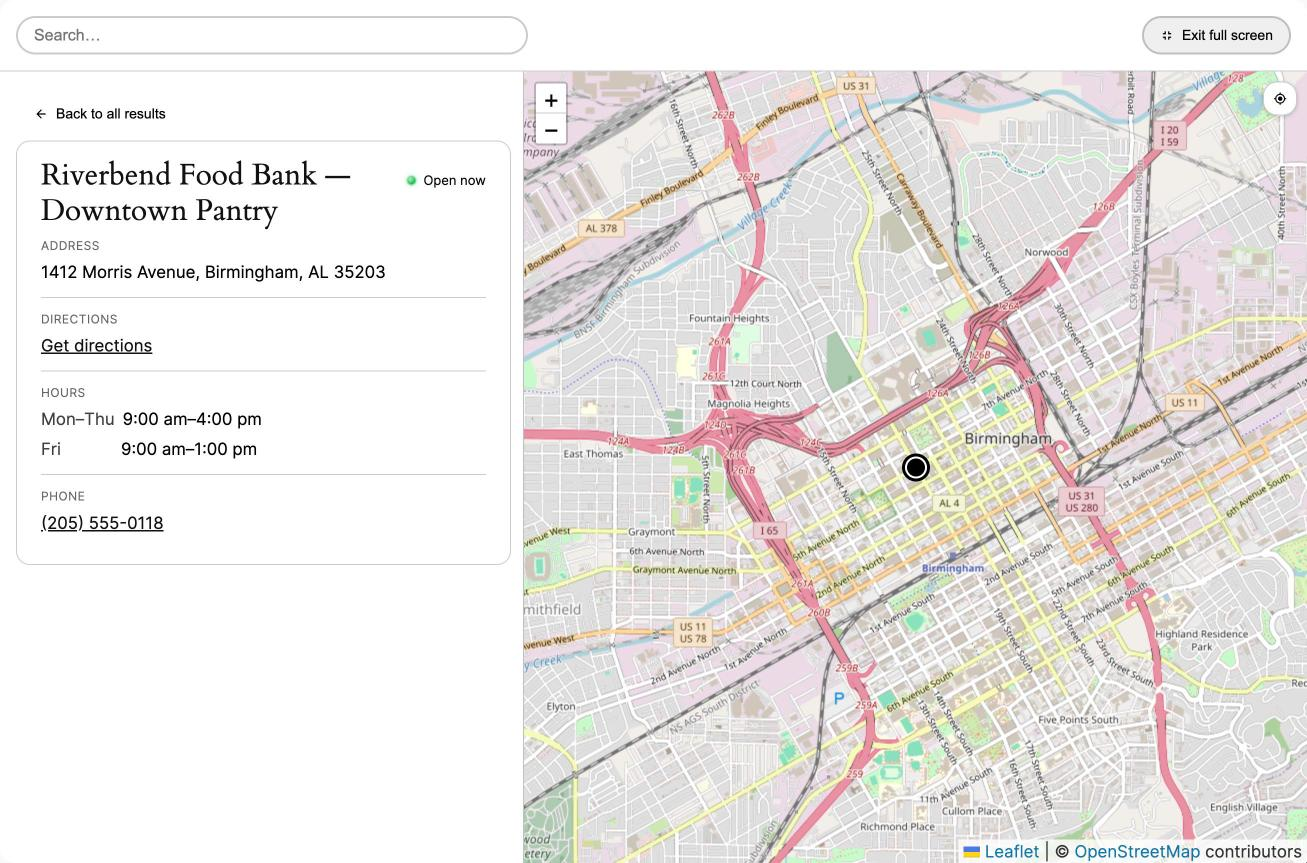 A location's details, opened in place.