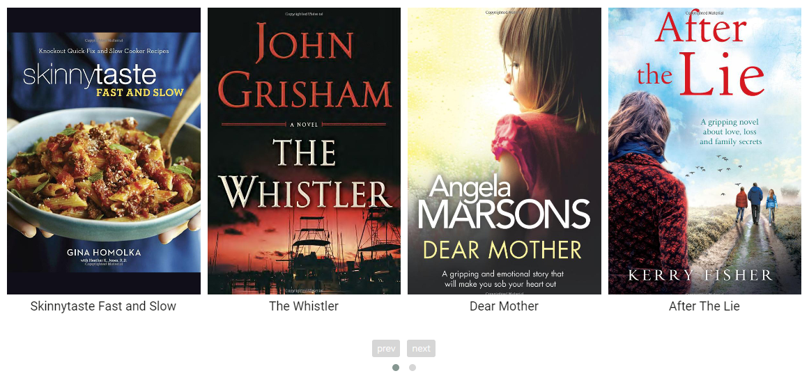 GS Books Showcase output by <strong>Theme Seven – Slider</strong> after adding shortcode [gs_book_showcase theme="gs_book_theme7"]