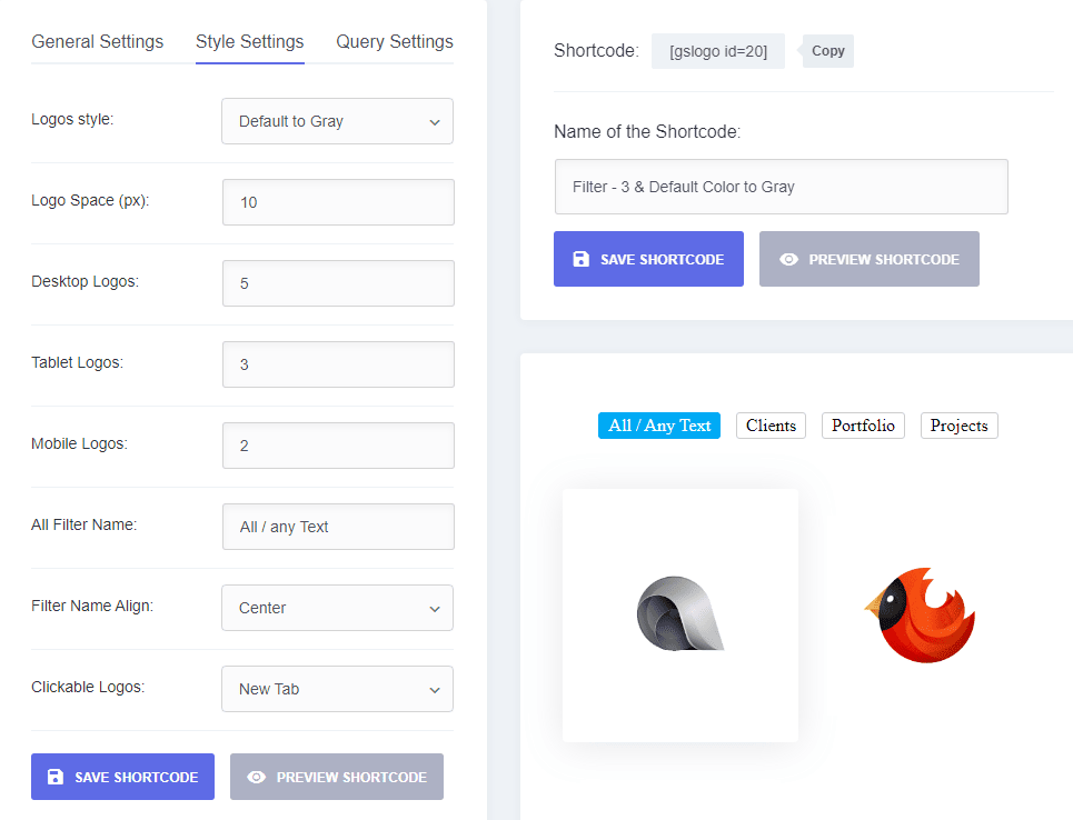 GS Logo Style Settings(2nd Tab).