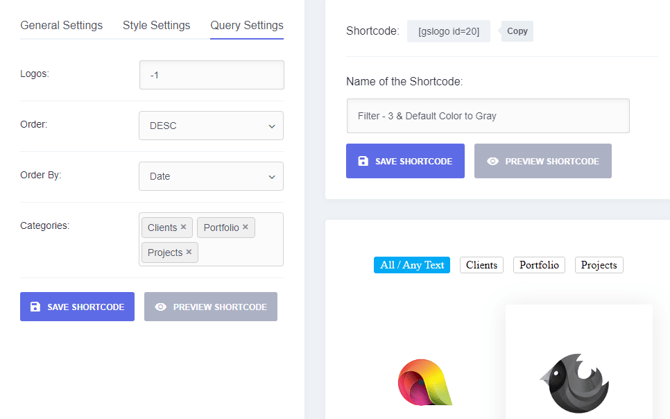 GS Logo Query Settings (3rd Tab).