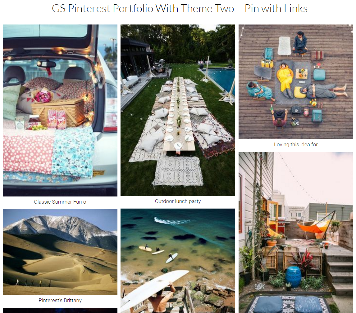 GS Pinterest Portfolio With Theme Two – Pin with Links