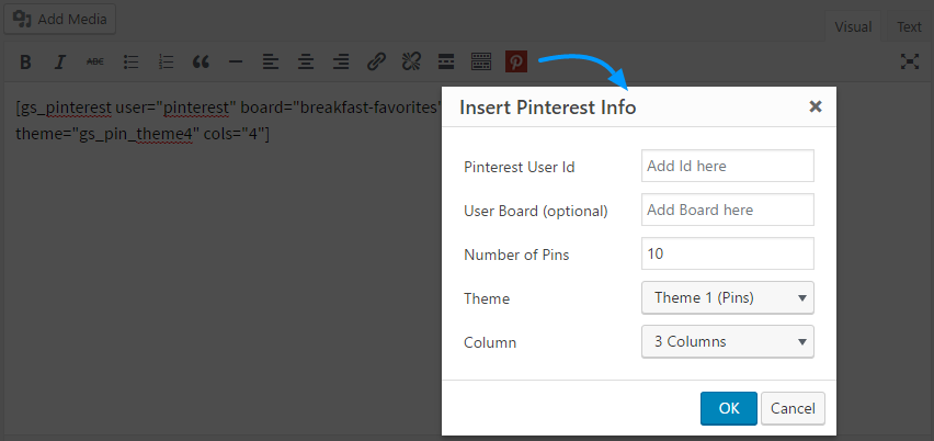 GS Pinterest Shortcode Generator