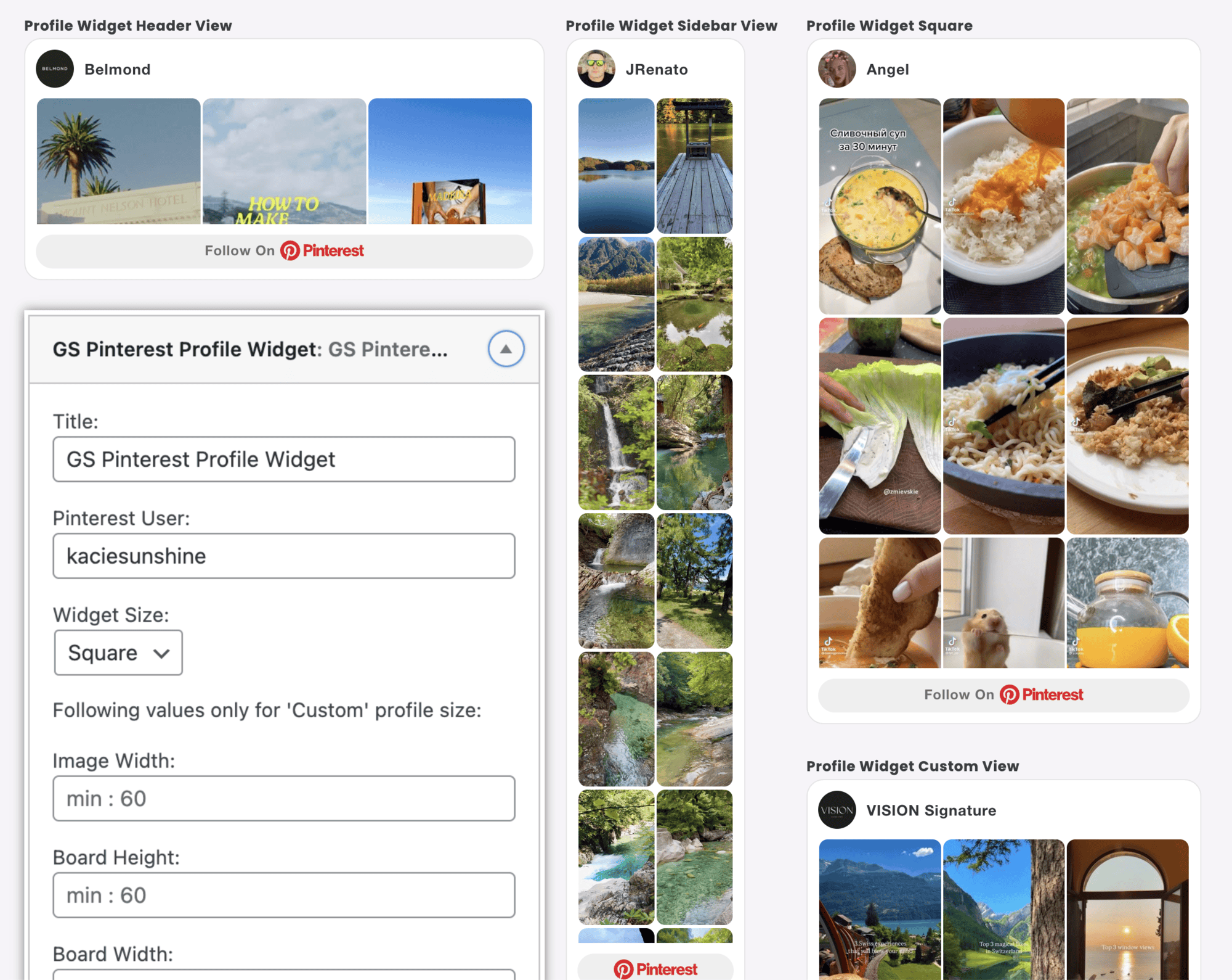 Profile Widget: GS Pinterest Portfolio
