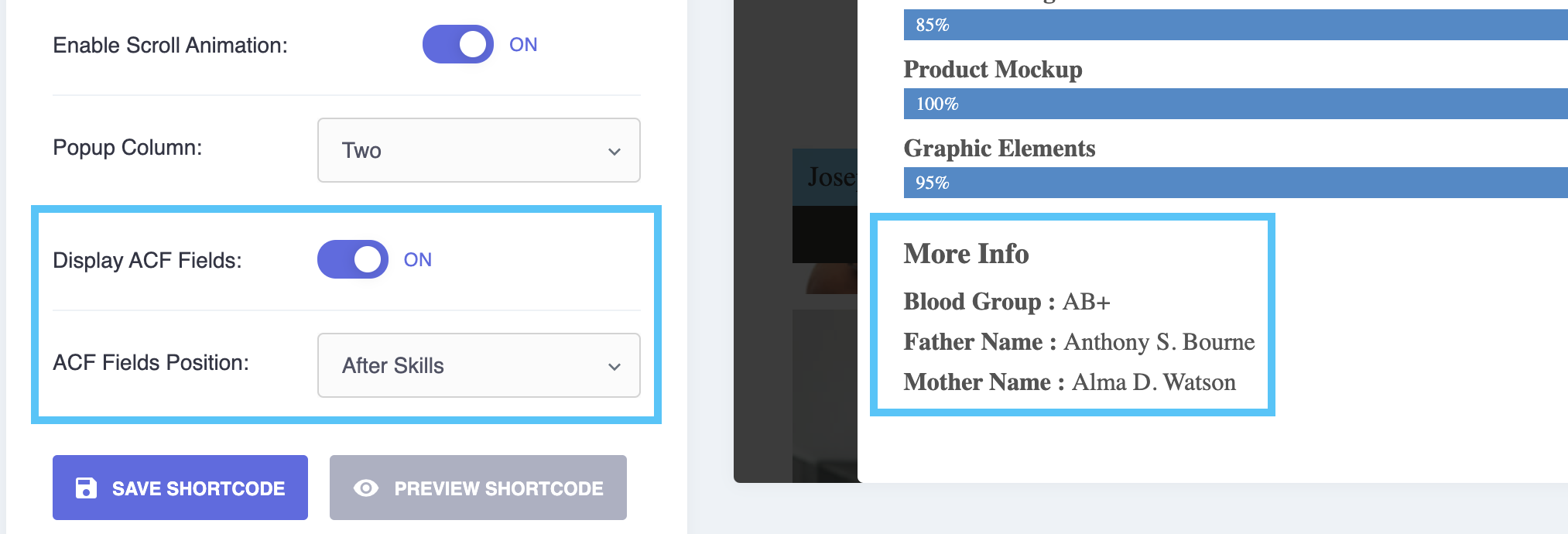 The plugin is compatible with Advanced Custom Fields (ACF). Check details doc - https://docs.gsplugins.com/gs-team-members/acf-support