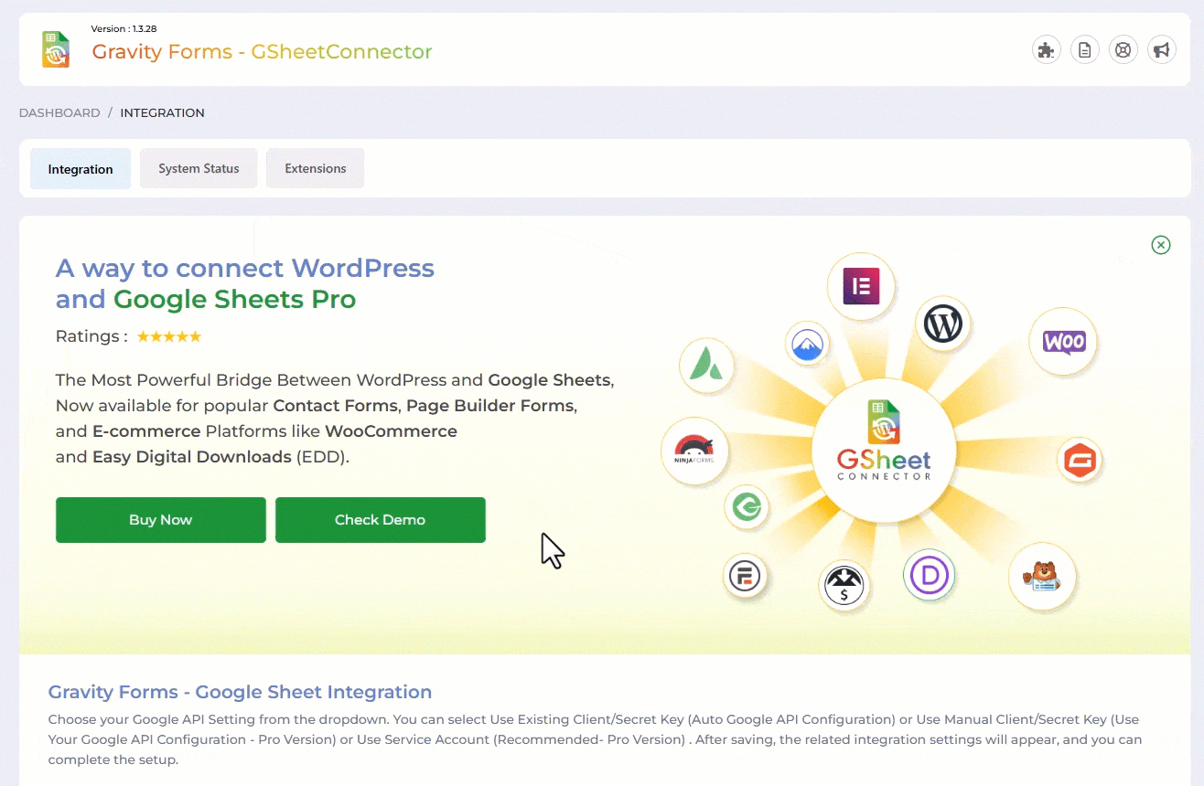 Google Sheet Integration Shown with Authentication along with Permissions.