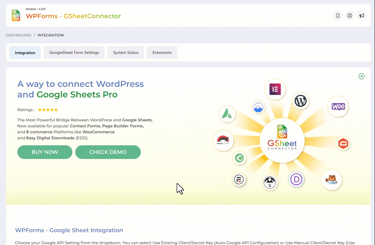Google Sheet Integration Shown with Authentication along with Permissions.