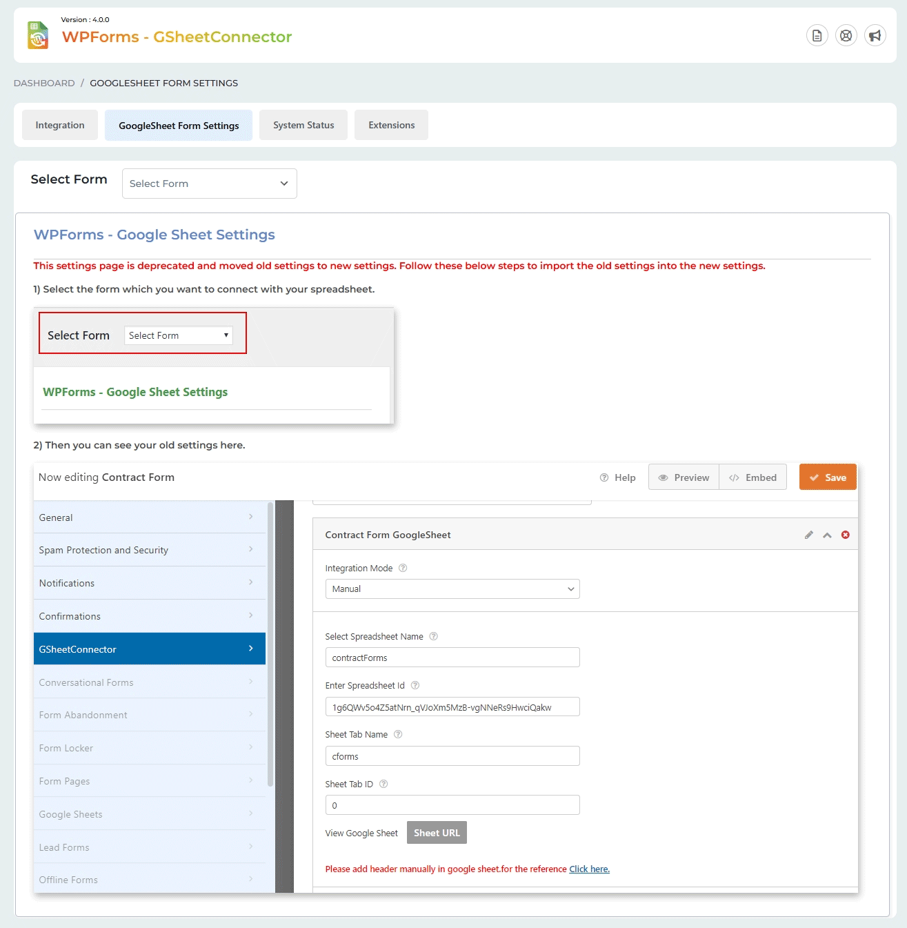 Entering the Field Header Names Manually in the Connected Sheet and Submitting the form.
