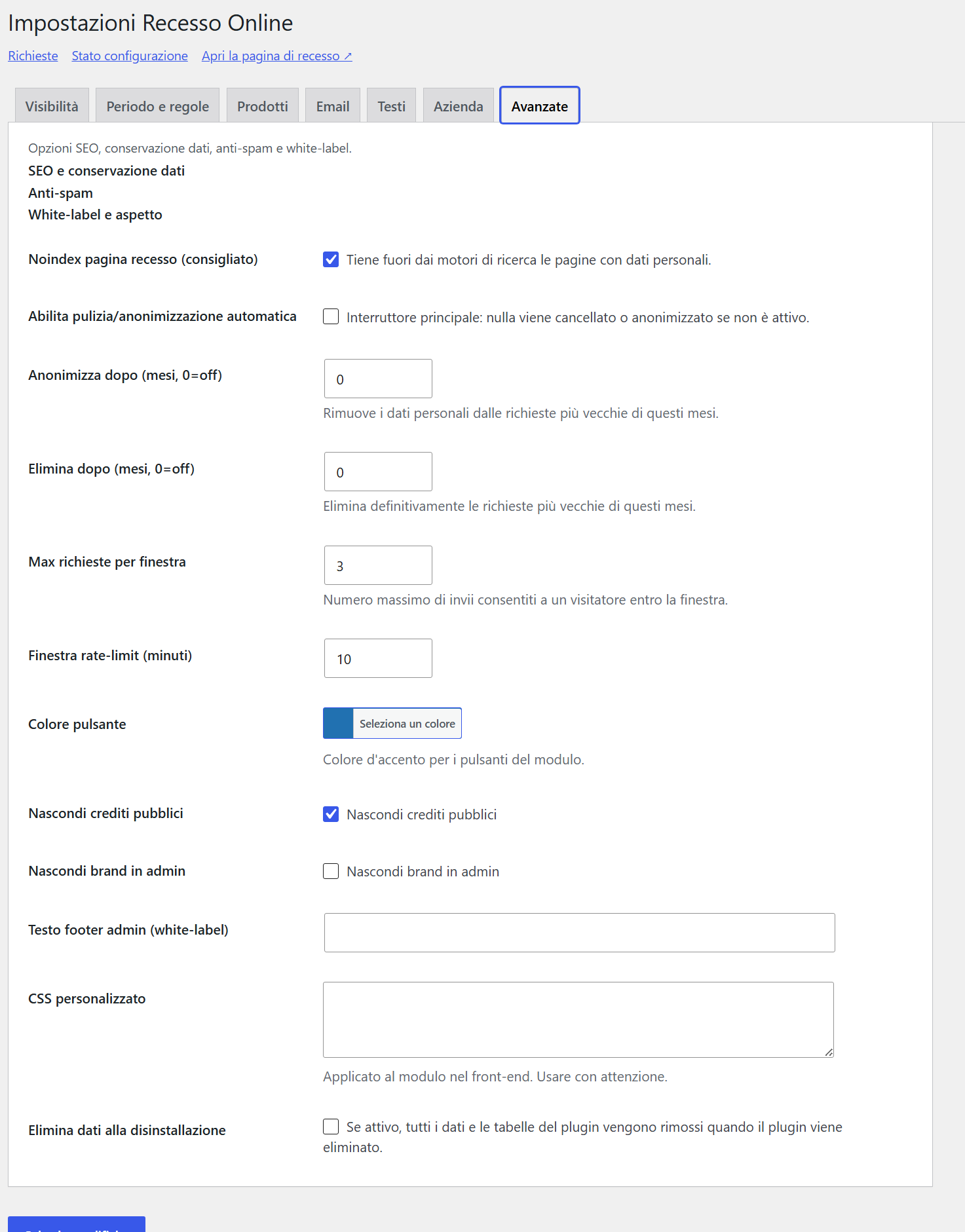 General settings.