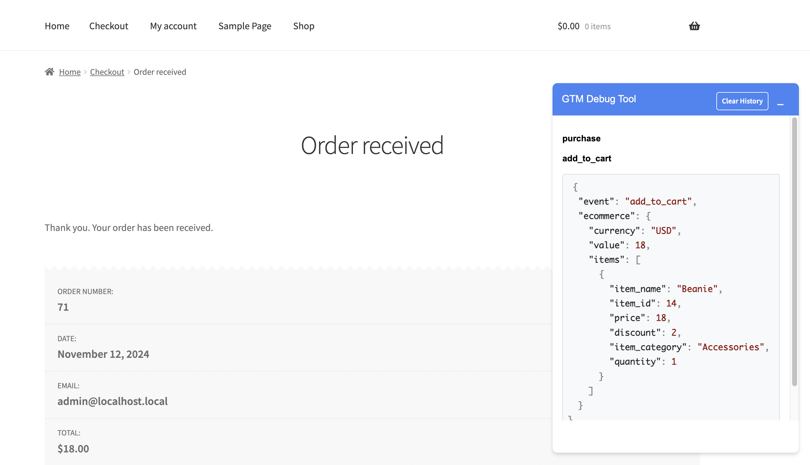 Plugin tracked add_to_cart and purchase events