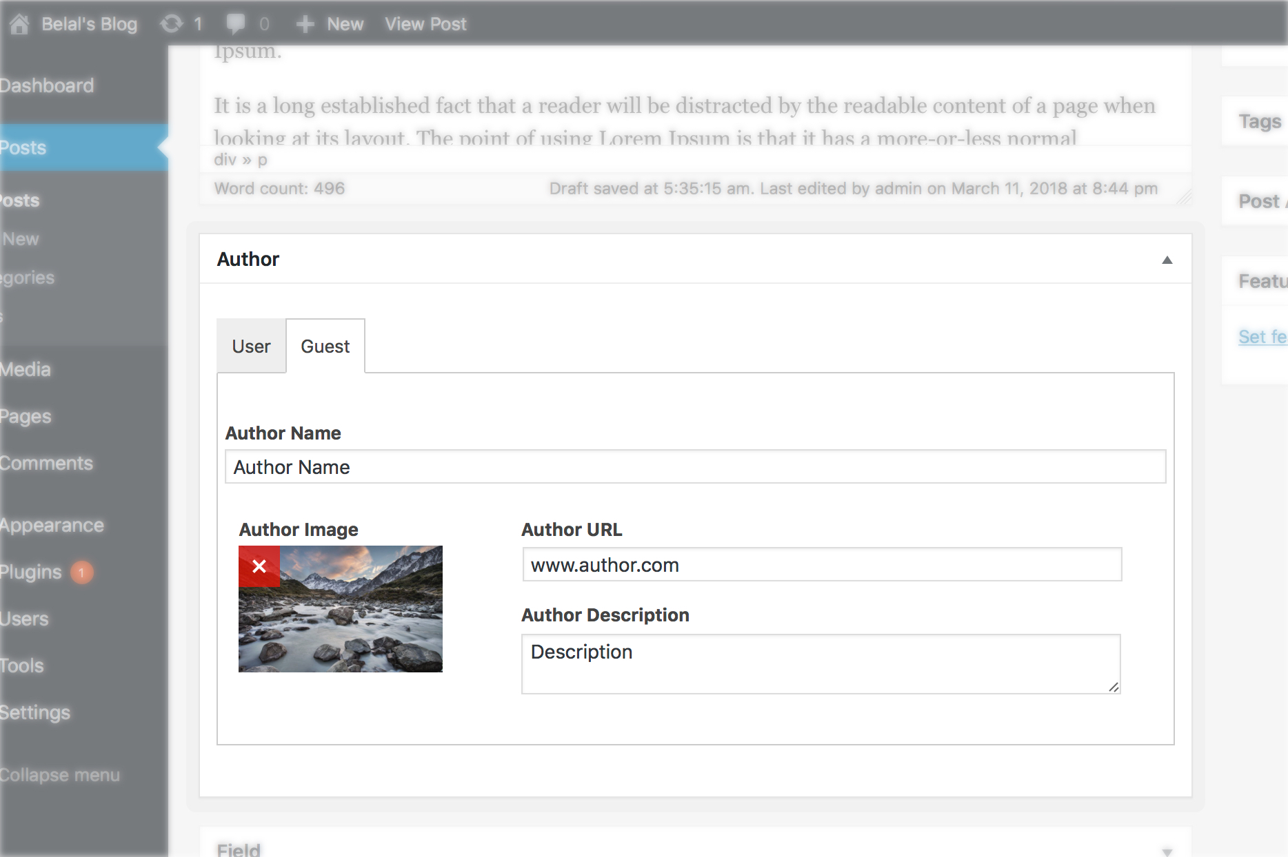 Gives you the ability to switch between registered user author and guest author.