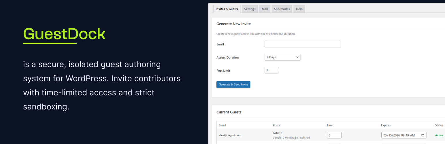 GuestDock — Guest Post Management, Contributor Sandbox, Editorial Workflow & Content Security