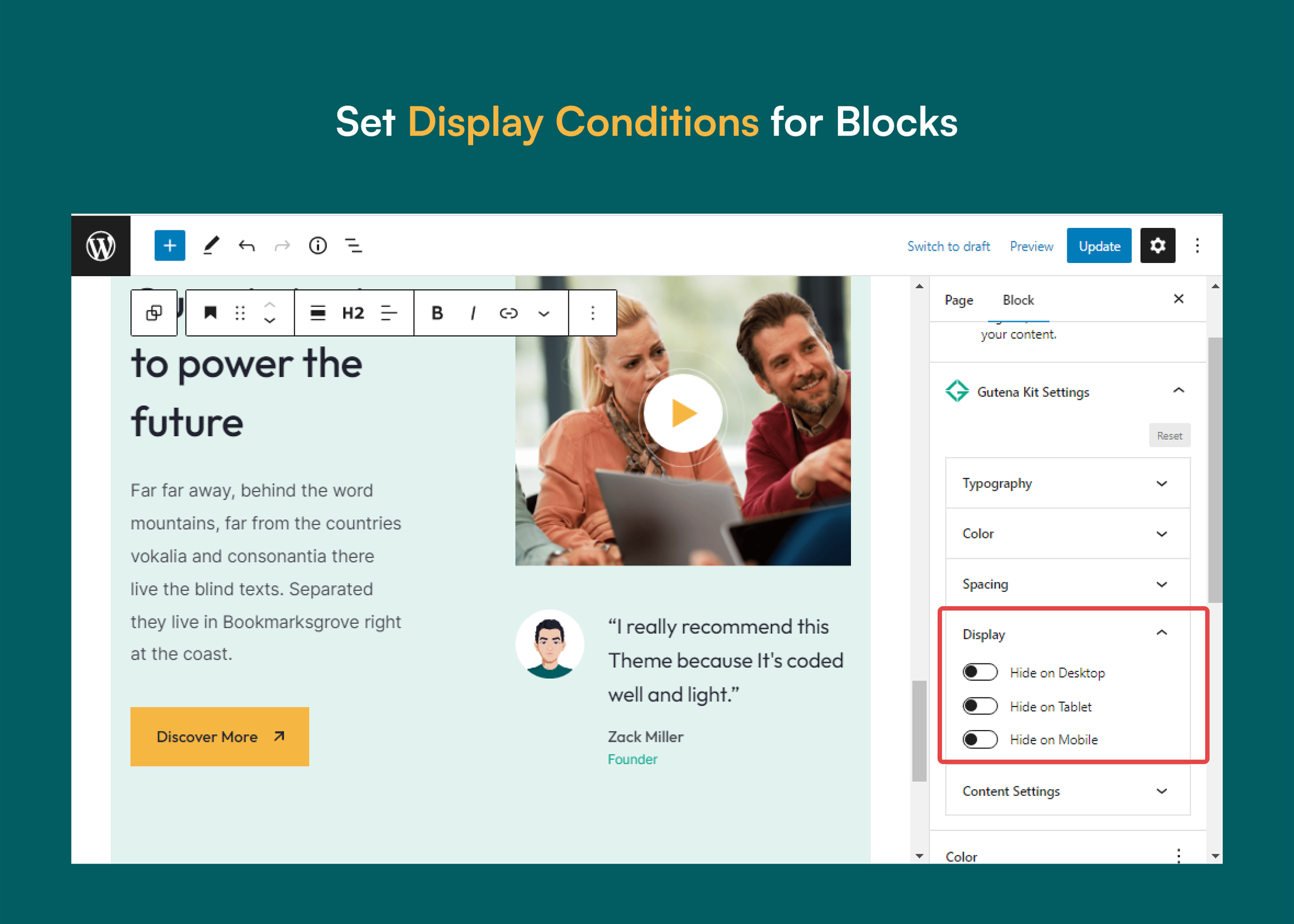 Set Display Conditions for Blocks