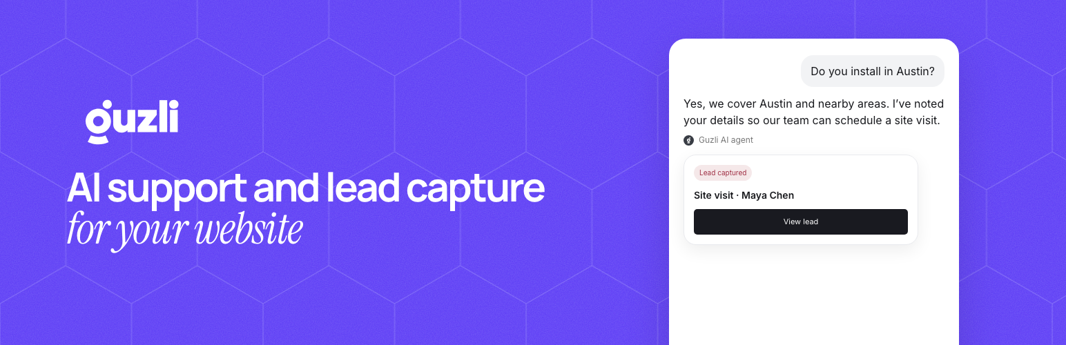 WordPress 外掛 Guzli – AI Chatbot for Customer Support & Lead Capture 的封面圖片