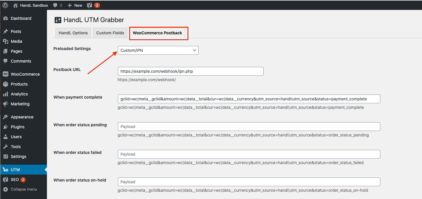 WooCommerce to Webhook/Postback/IPN Integration