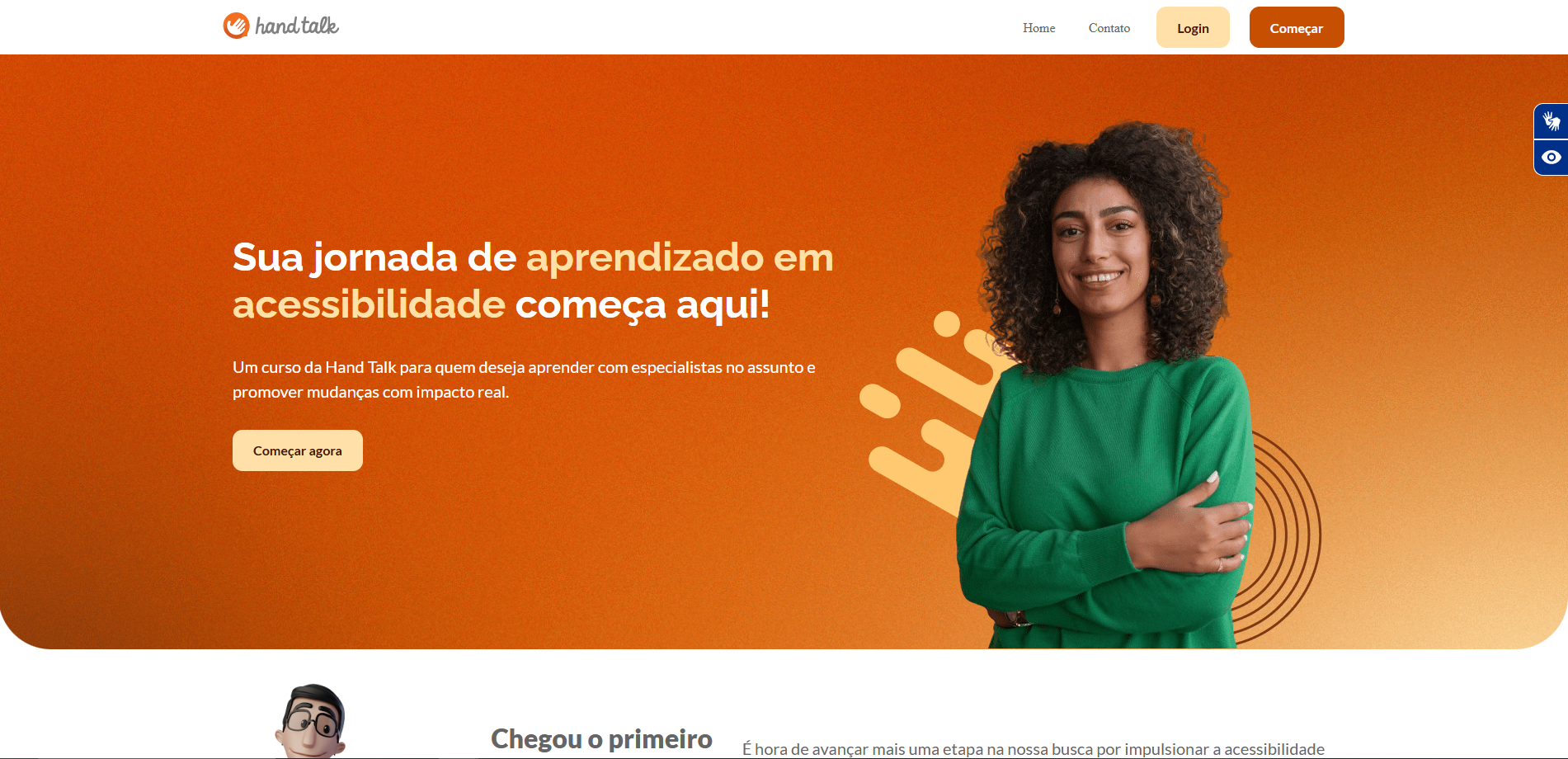Botão de ativação do Hand Talk Plugin será exibido em seu Site